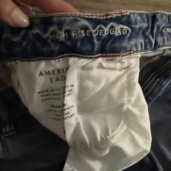 American Eagle Outfitters Ripped Dark Blue Skinny Jeans - Picture 3 of 5